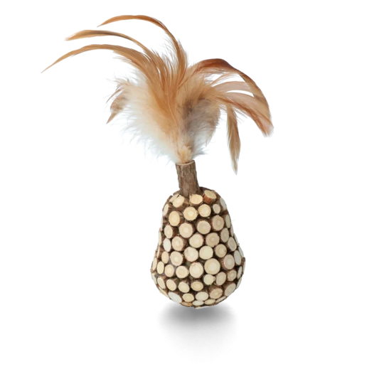 Wooden wobbler with feathers  
